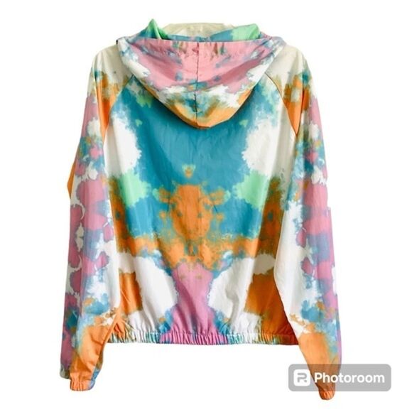 Twain Tie Dye zip up‎ Relaxed Fit Front Hooded Windbreaker XL - Picture 4 of 8